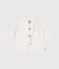 Baby-Cardigan kraus rechts gestrickt aus Baumwolle weiss MARSHMALLOW
