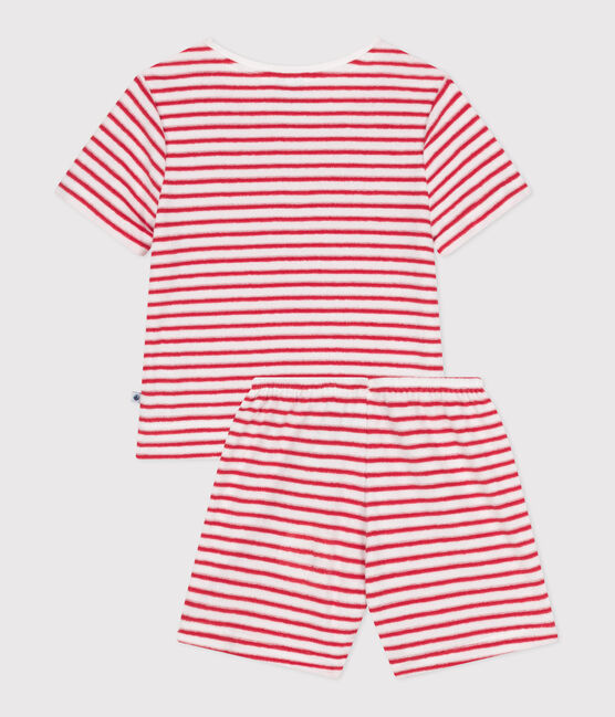 Kinder-Kurzpyjama aus Baumwolle mit Streifen rot MARSHMALLOW/ SPI