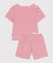 Kinder-Kurzpyjama aus Baumwolle mit Streifen rot MARSHMALLOW/ SPI