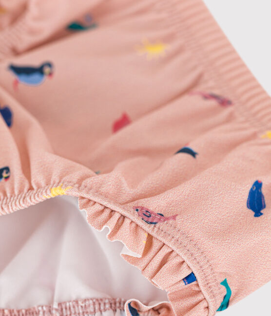 Baby-Badehose aus recyceltem Material rosa SALINE/weiss MULTICO