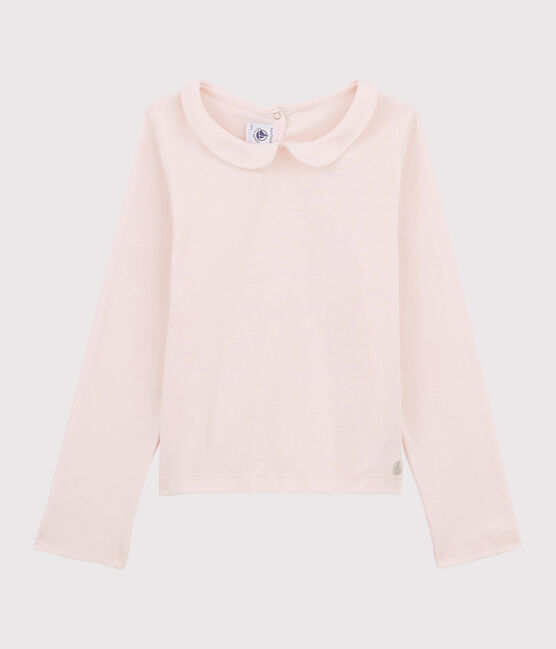 Langärmeliges Kinder-T-Shirt aus Baumwolle für Mädchen rosa FLEUR