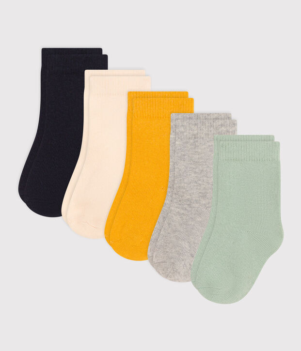 5er-Set Baby-Socken aus einfarbiger Baumwolle vielfarbig
