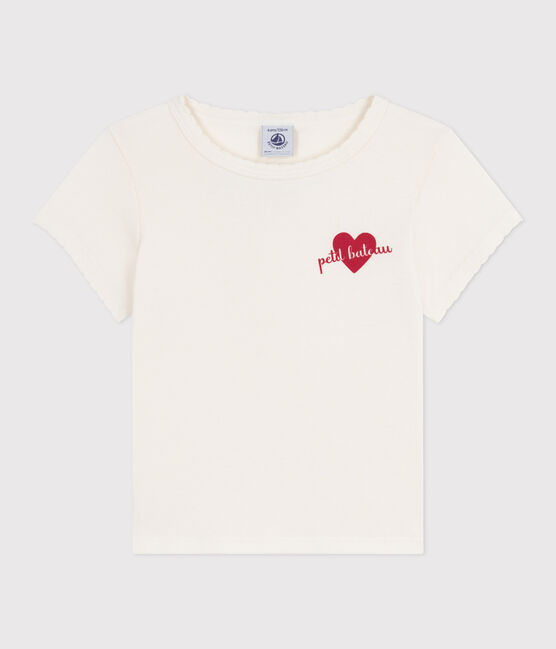Kurzärmeliges Kinder-T-Shirt mit Muster naturfarben MILK