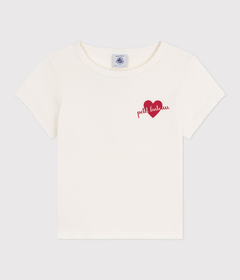 Kurz&auml;rmeliges Kinder-T-Shirt mit Muster naturfarben