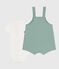 Newborn-Set Latzhose und bestickter Strampler aus einfarbiger Baumwolle grün PAUL