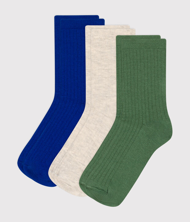 3er-Set Kinder-Socken aus einfarbiger Baumwolle vielfarbig