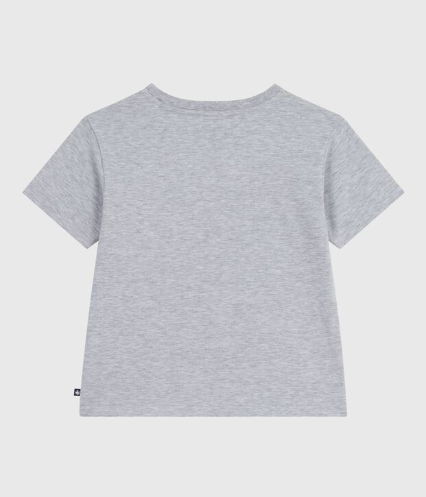 Kurz&auml;rmeliges Kinder-T-Shirt mit Muster grau