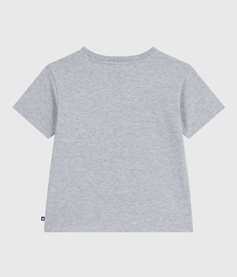 Kurz&auml;rmeliges Kinder-T-Shirt mit Muster grau