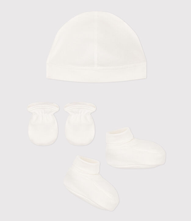 Set aus M&uuml;tzen, Babyschuhe und F&auml;ustlingen f&uuml;r Babys (unisex) aus einfarbiger Baumwolle vielfarbig