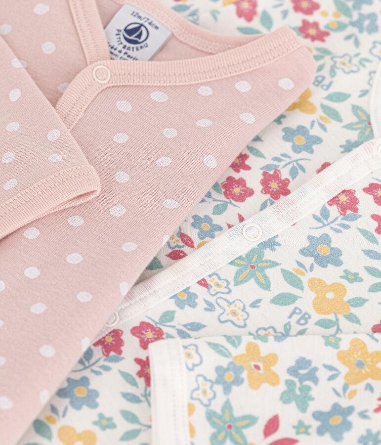 2er-Set Strampler aus Baumwolle, gebl&uuml;mt bzw. getupft vielfarbig