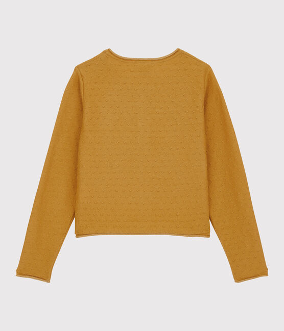 Cardigan aus Wolle und Baumwolle für Mädchen gelb BOUDOR