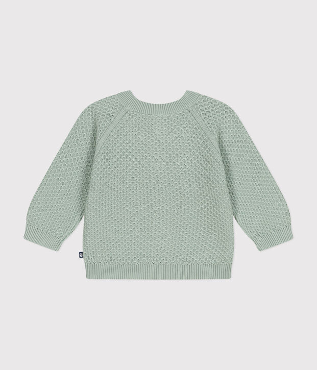 Baby-Cardigan aus Baumwollstrick gr&uuml;n