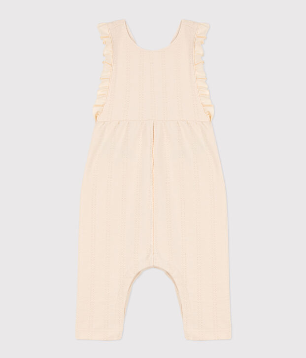 Langer Baby-Overall aus dickem Jersey mit dekorativen Tupfen naturfarben