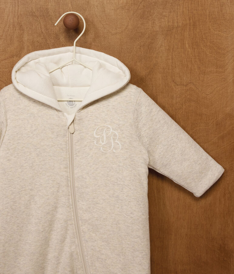 Wattierter Baby-Overall mit Kapuze und F&uuml;&szlig;chen, einfarbig beige MONTELIMAR CHINE