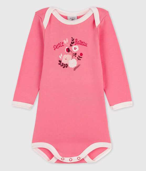 Langärmliger Baby-Body für Mädchen rosa GRETEL