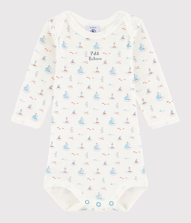 Lang&auml;rmeliger Baby-Body Jungen weiss/vielfarbig