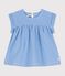 Kurzärmelige Baby-Bluse aus Bio-Baumwolle blau BRASIER/grau MARSHMALLOW