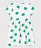 Kurzärmeliges Kleid aus Molton für Mädchen weiss MARSHMALLOW/grün GAZON