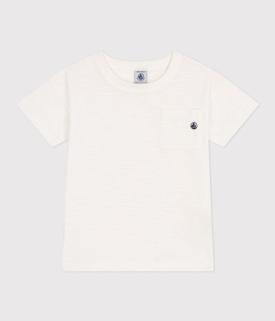 T-Shirt aus geflammtem Jersey Kinder/Jungen weiss MARSHMALLOW