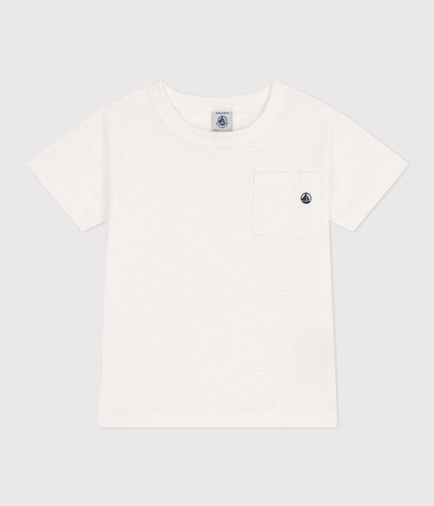 T-Shirt aus geflammtem Jersey Kinder/Jungen weiss
