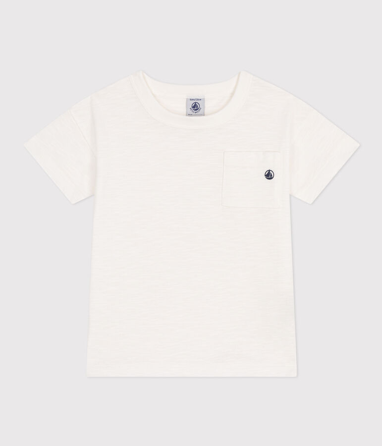 T-Shirt aus geflammtem Jersey Kinder/Jungen weiss