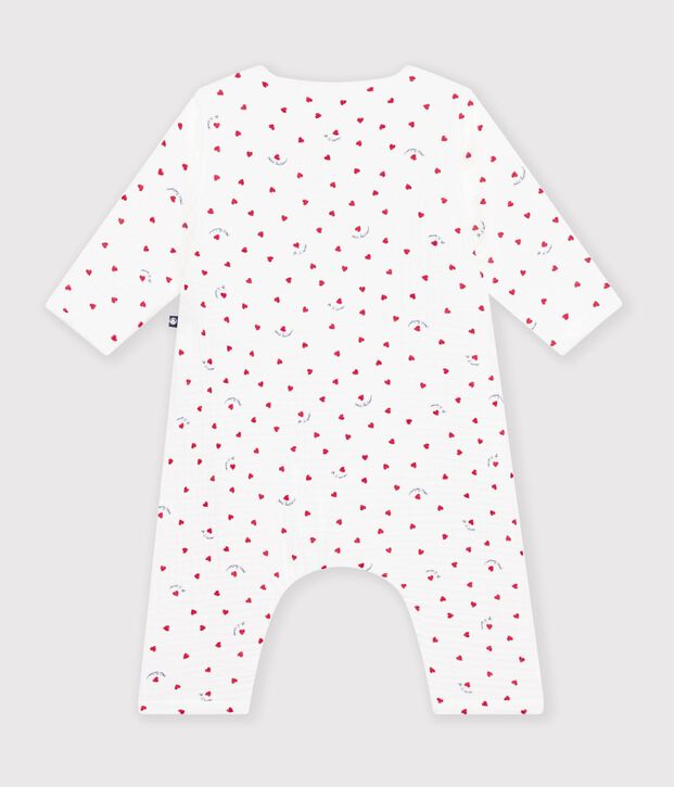 Baby-Strampler aus Baumwollgaze mit kleinem Herzchenmuster weiss/vielfarbig