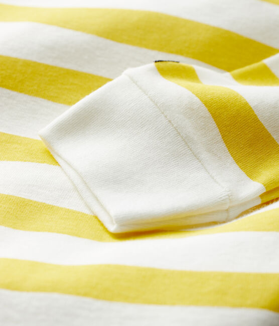 Baby-Strampler aus Rippstrick ohne Druckknöpfe gelb BLE/weiss MARSHMALLOW
