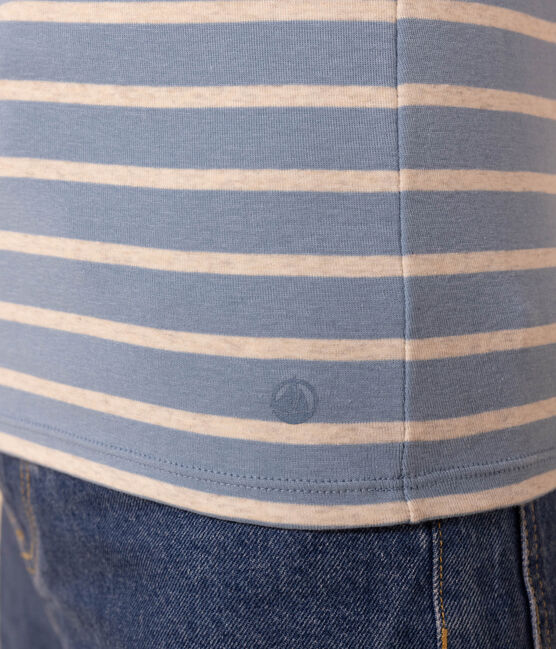 T-Shirt L’ICONIQUE aus Baumwolle mit rundem Ausschnitt für Damen AZUL/ MONTELIMAR