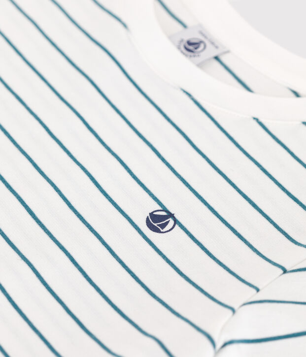 Kurz&auml;rmeliges Kinder-T-Shirt aus Baumwolle mit Streifen gr&uuml;n/gr&uuml;n
