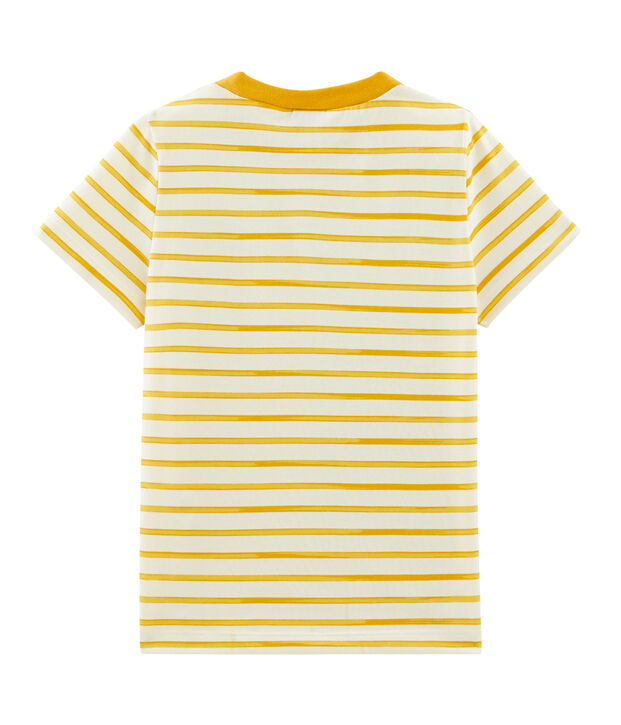 Kurz&auml;rmliges T-Shirt f&uuml;r Jungen weiss/gelb