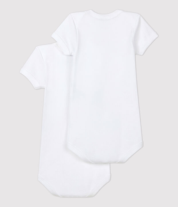 2er-Set kurz&auml;rmelige wei&szlig;e Baby-Bodys vielfarbig