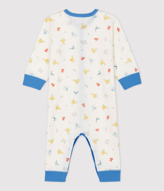 Baby-Strampler ohne Füße aus Bio-Baumwolle mit Tiermuster weiss MARSHMALLOW/weiss MULTICO