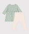 Baby-Kleid und Leggings aus Baumwolle grün HERBIER/weiss MULTICO