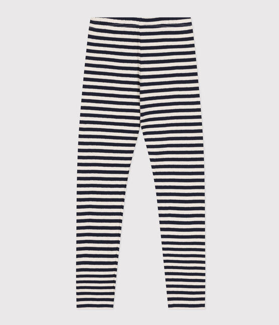 Kinder-Leggings aus Doppeljersey für Mädchen blau SMOKING/weiss MARSHMALLOW