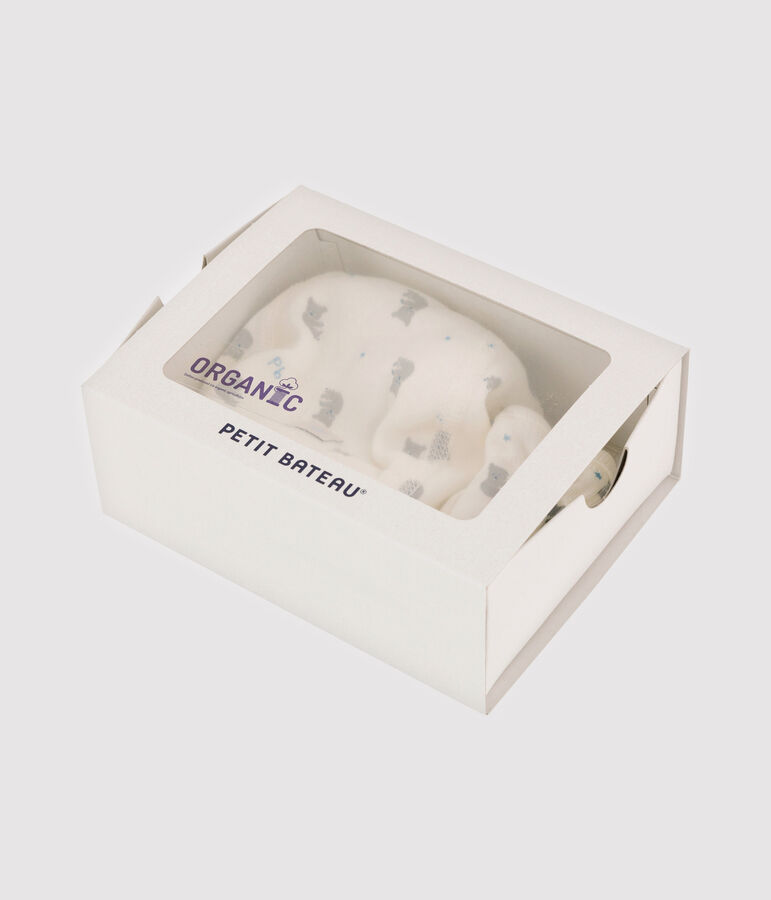 Set bestehend aus M&uuml;tzchen und F&auml;ustlingen f&uuml;r Neugeborene aus Rippstrick vielfarbig