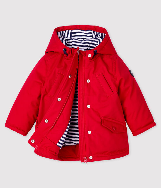 Mittellanger Baby-Parka für Jungen rot TERKUIT