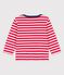 Langärmeliges gestreiftes Baby-T-Shirt aus Jersey rot PEPS/weiss MARSHMALLOW