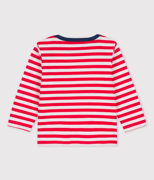 Lang&auml;rmeliges gestreiftes Baby-T-Shirt aus Jersey rot/weiss