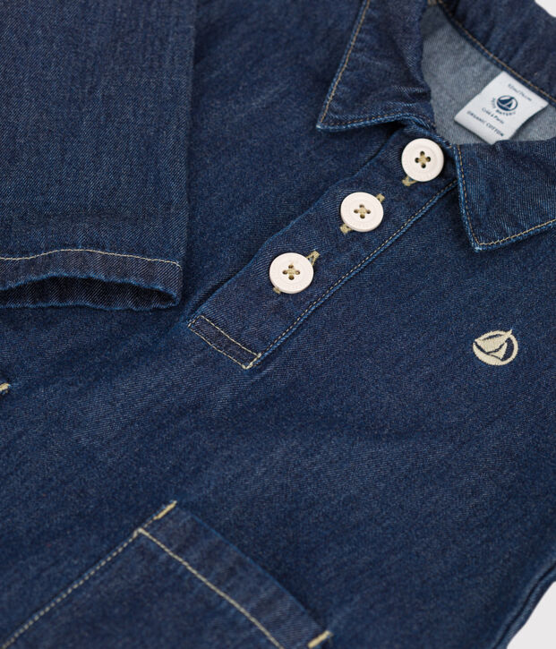 Lang&auml;rmeliges Babykleid aus leichtem Denim blau