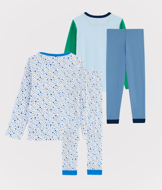 Set aus 2 Pyjamas aus Rippstrick bzw. Doppeljersey f&uuml;r kleine Jungen vielfarbig
