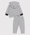 Zweiteiliges gestreiftes Baby-Ensemble im Matrosenstil aus Bio-Baumwolle weiss MARSHMALLOW/blau SMOKING