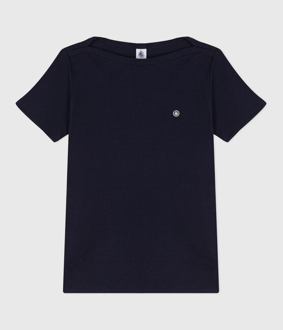 Kultiges Damen-T-Shirt mit Admiralskragen aus Baumwolle  blau SMOKING