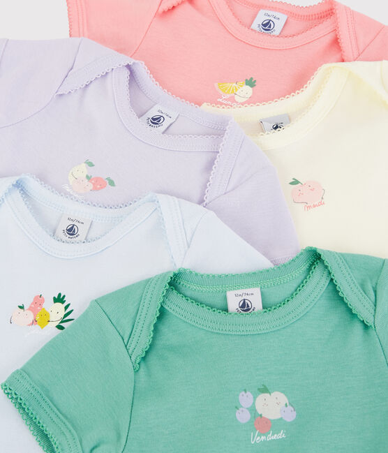 5er-Set kurzärmelige Baby-Bodys mit Früchte-Motiv für Mädchen variante 1