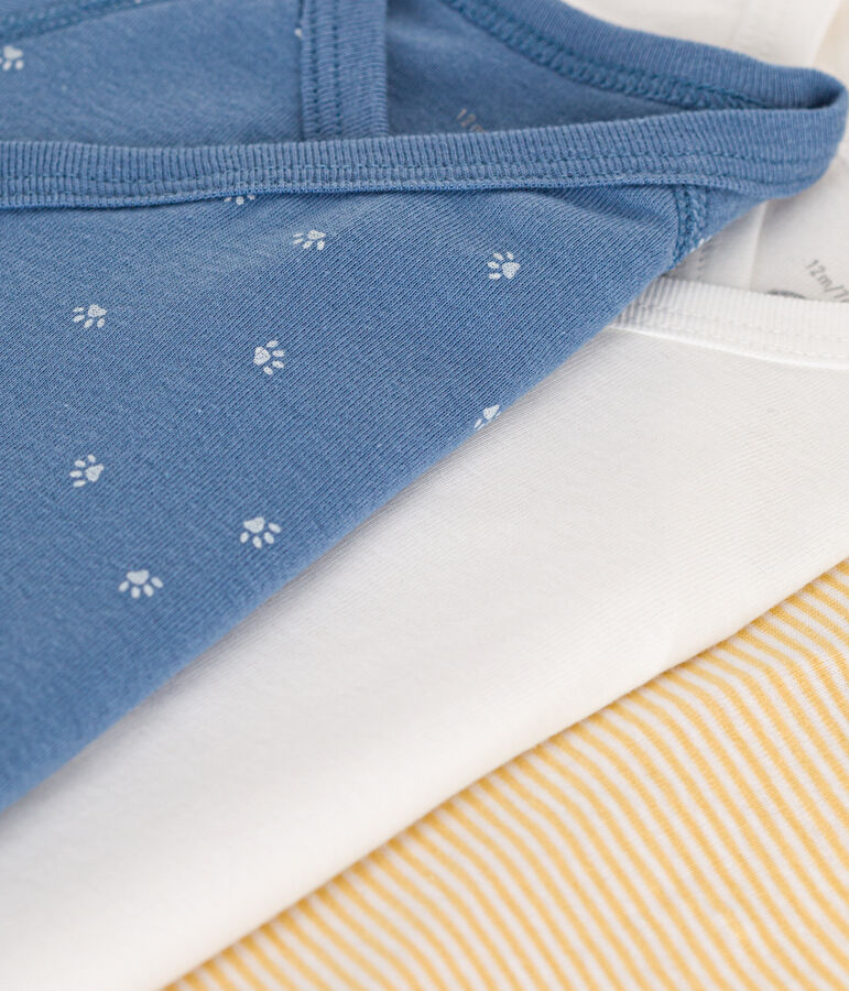 3er-Set lang&auml;rmelige Baby-Bodys in Wickeloptik aus Baumwolle vielfarbig