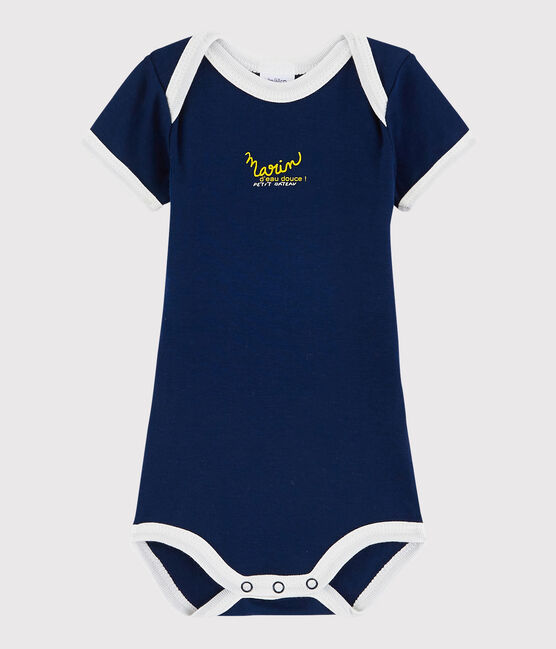 Kurzärmeliger Baby-Body Jungen blau MEDIEVAL