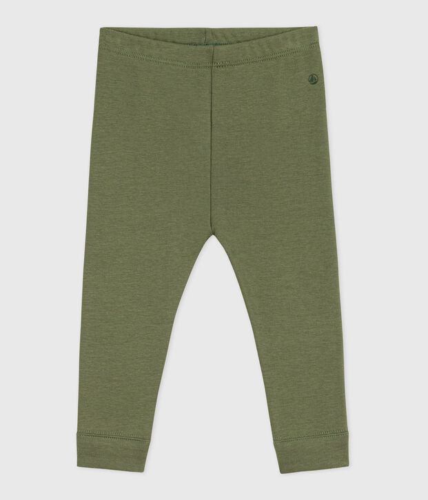 Baby-Leggings aus einfarbiger Baumwolle OLIVINE