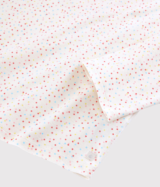 Kinderpyjama aus Bio-Baumwolle mit buntem Polka-Dot-Muster für Mädchen weiss MARSHMALLOW/weiss MULTICO