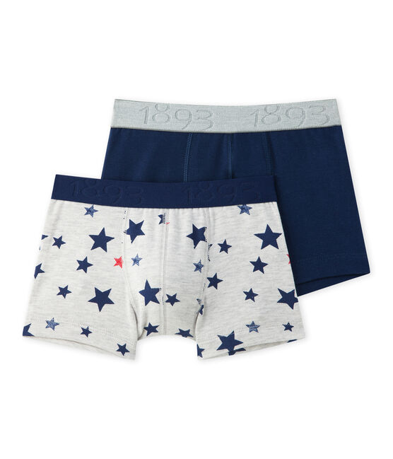 Jungen-Boxershorts aus Stretch-Jersey mit Print + in Uni im 2er-Set SPECIAL LOT 00