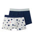 Jungen-Boxershorts aus Stretch-Jersey mit Print + in Uni im 2er-Set