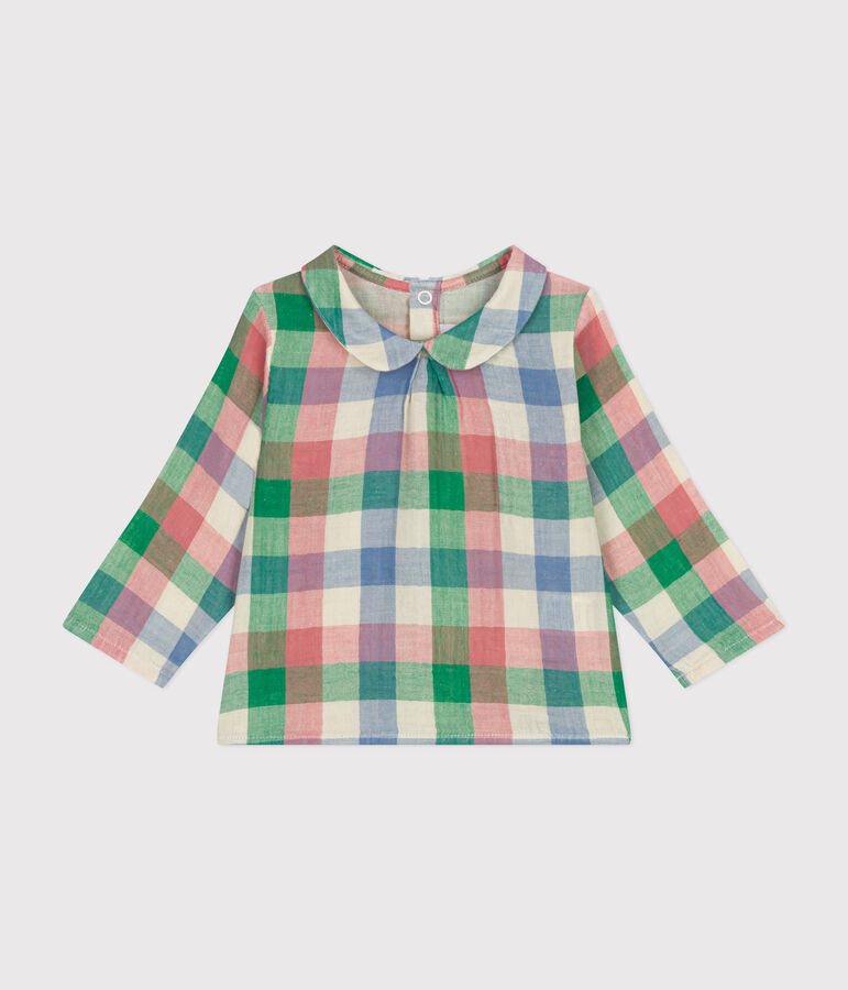 Baby-Bluse aus Musselin-Stoff naturfarben/vielfarbig